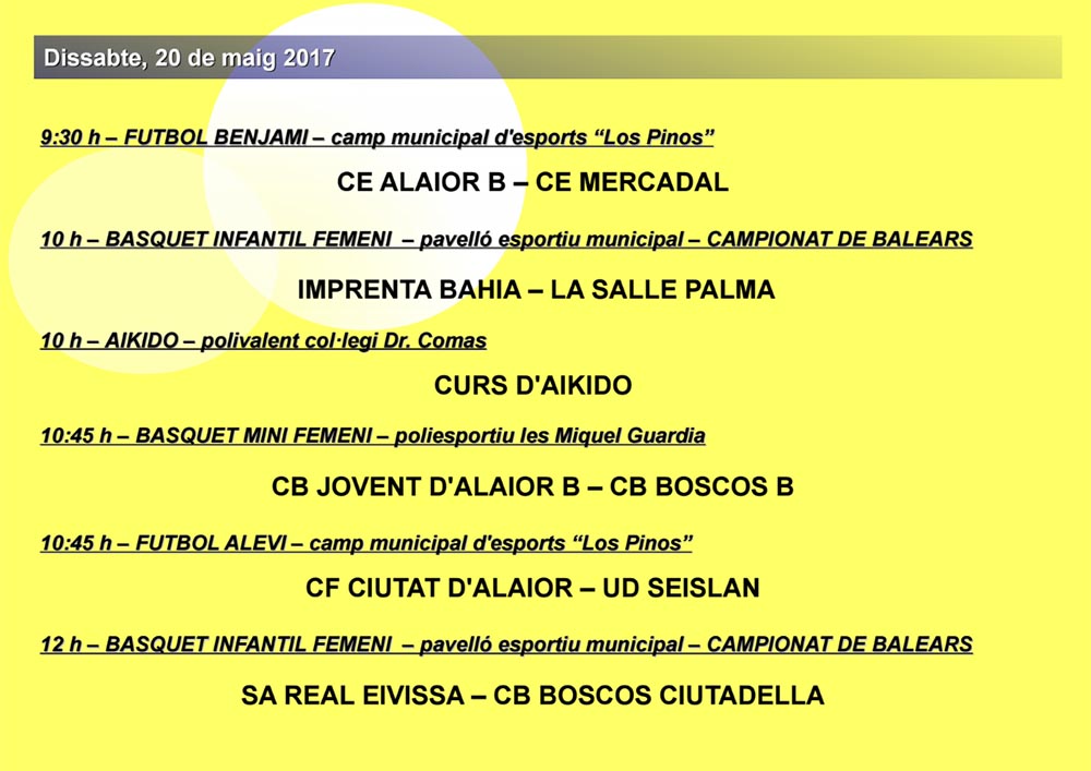 Agenda Esportiva d’Alô