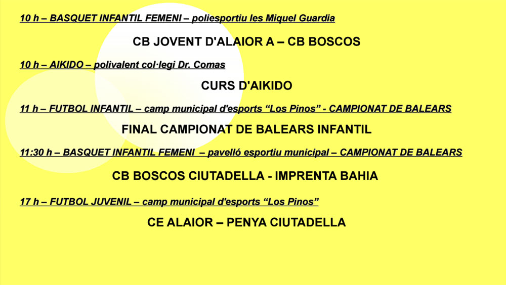 Agenda Esportiva d’Alô