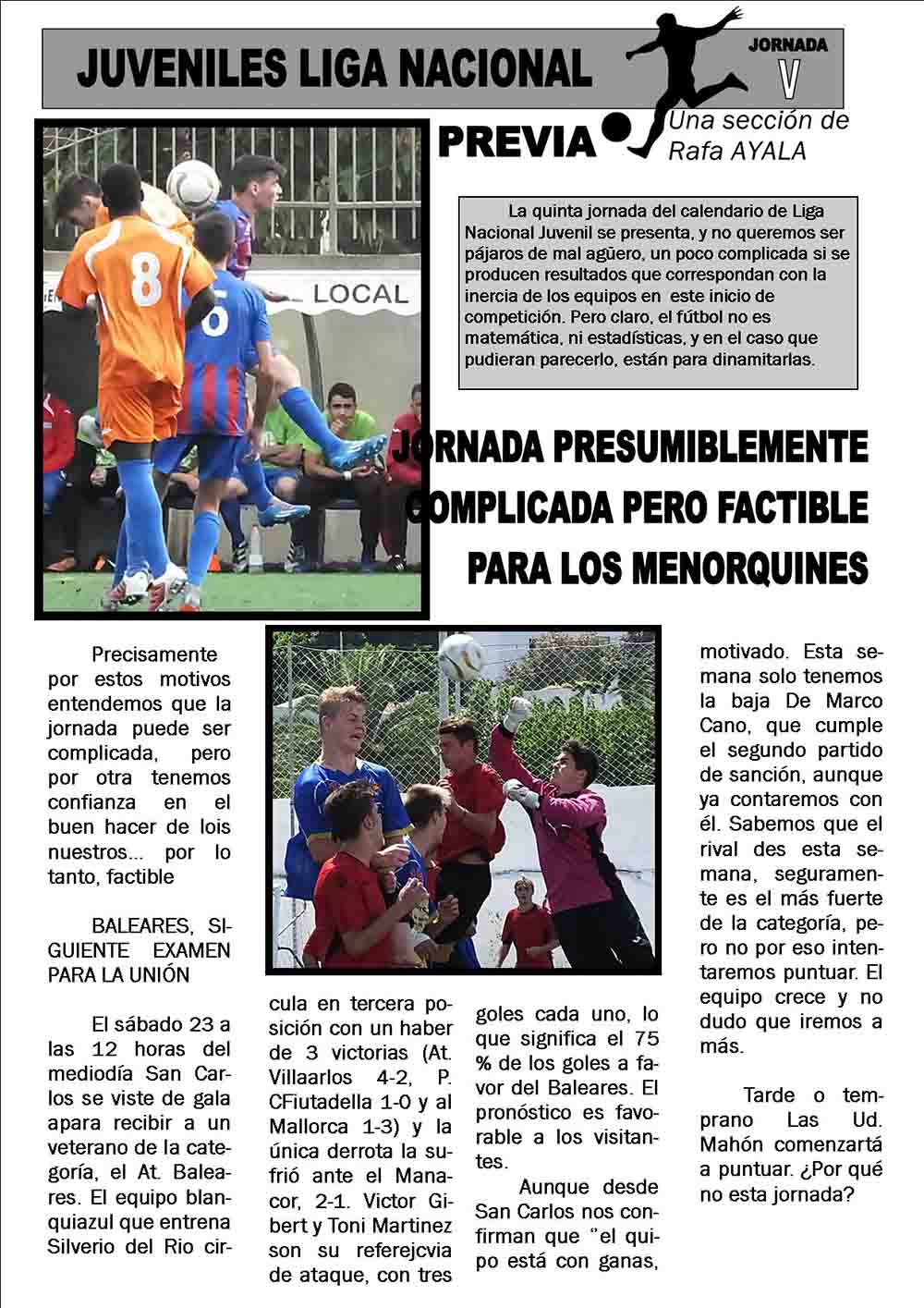 PREVIA V JORNADA LIGA NACIONAL JUVENIL 18 18 PRIMERA PAGINA