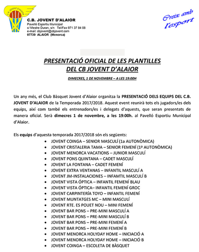 N/P PRESENTACIÓ-EQUIPS-CB-JOVENT-DALAIOR.