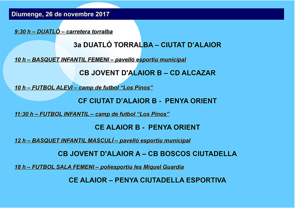 Agenda Esportiva d’Alô