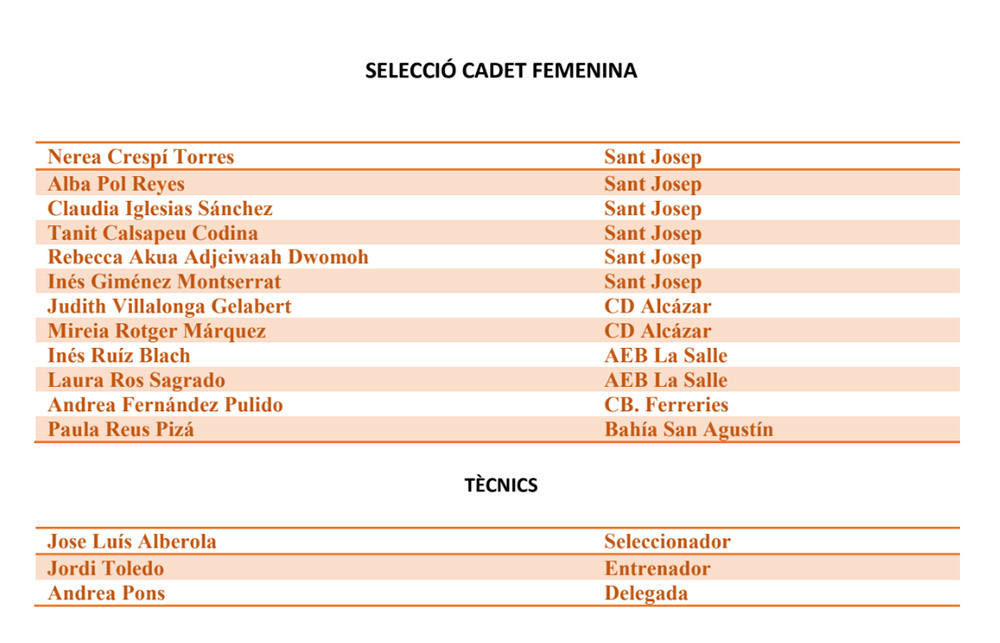 seleccions cadets fem basquet IB- Campionat d'Espanya