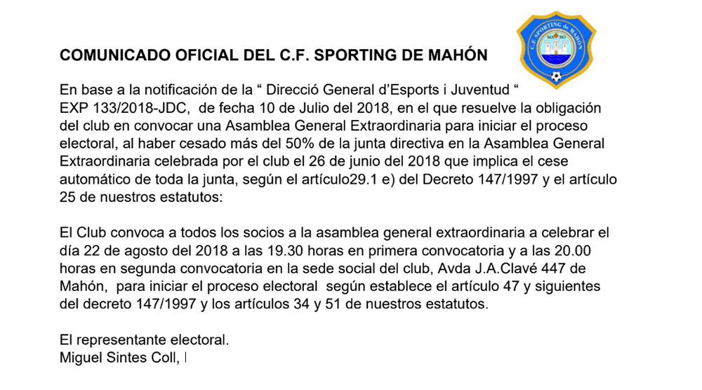 Comunicat Sporting
