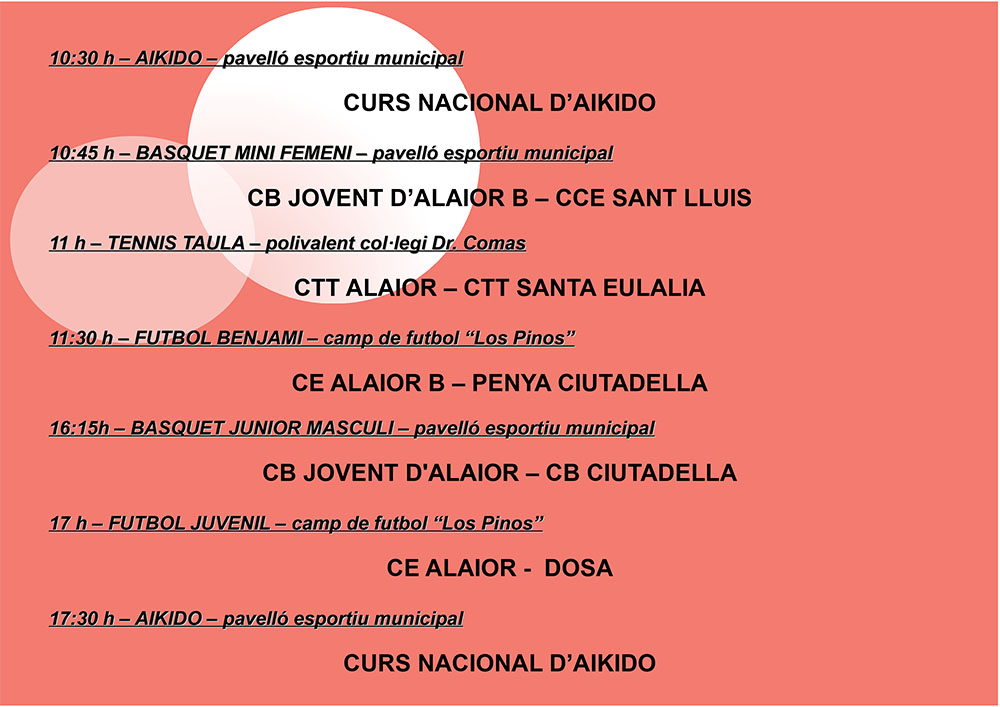 AGENDA ESPORTIVA LOCAL 26 OCTUBRE 2018