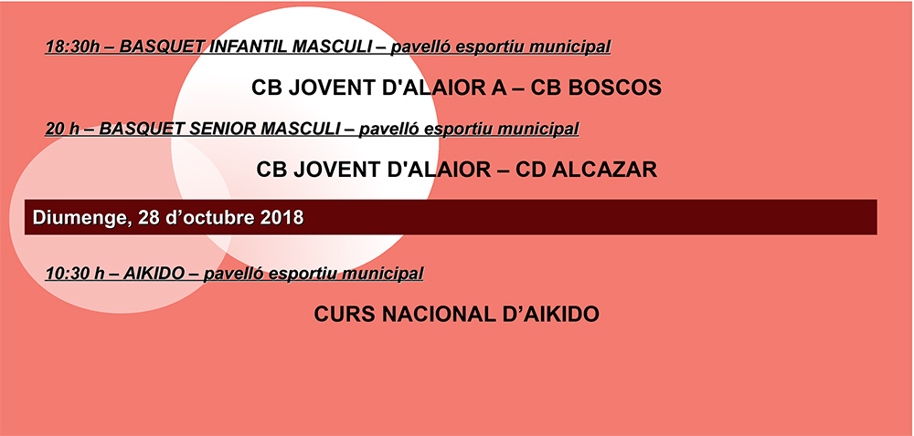 AGENDA ESPORTIVA LOCAL 26 OCTUBRE 2018