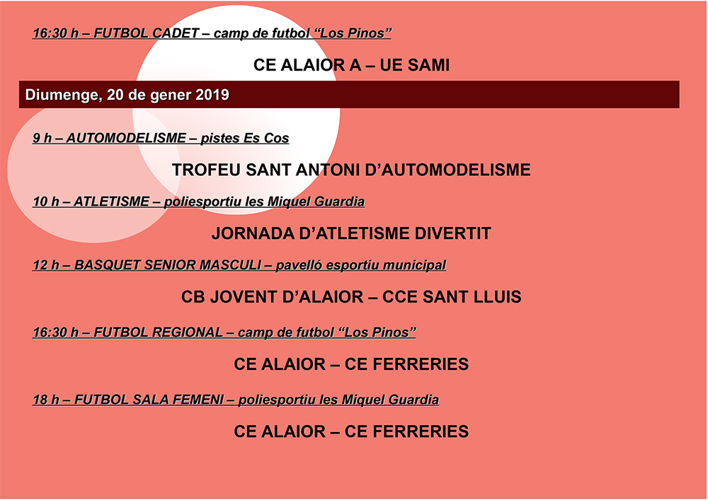 Agenda Esportiva Local d'Alô