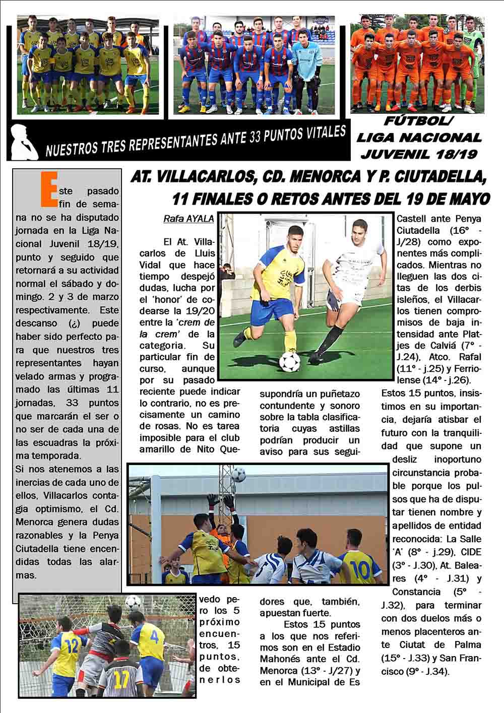 liga juvenil NACIONAL 18 19 JORNADA DE DESCANSO