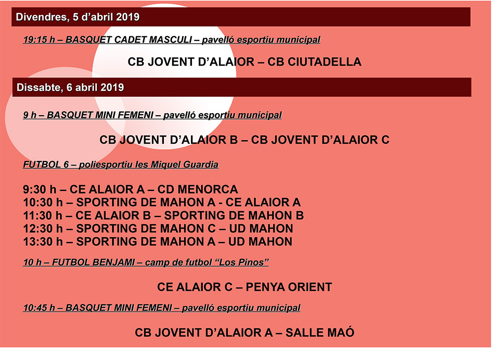 Agenda Esportiva Local d'Alô 