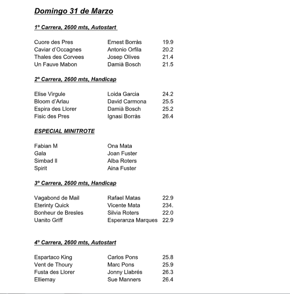 Resultats Carreras caballos_31M