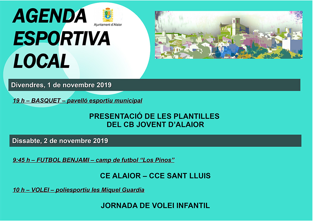 AGENDA ESPORTIVA LOCAL NOVEMBRE 2019