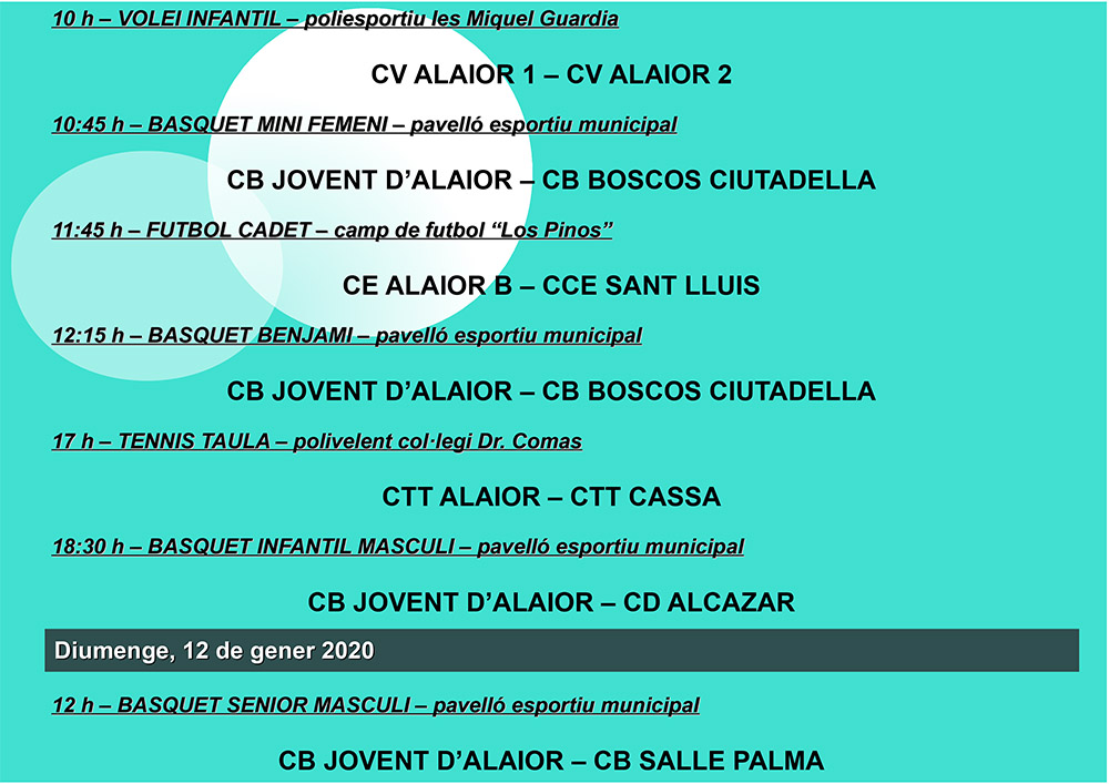 AGENDA ESPORTIVA Lô