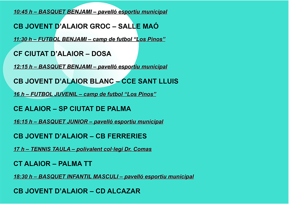 AGENDA ESPORTIVA Lô