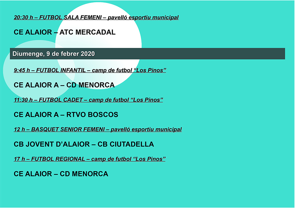 AGENDA ESPORTIVA Lô