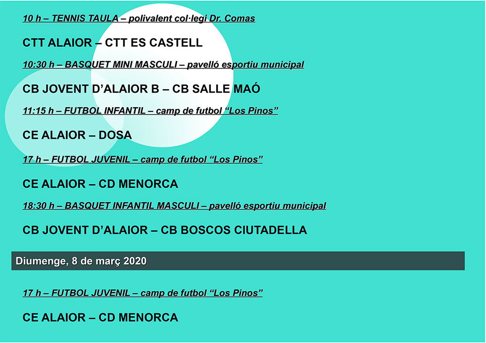 AGENDA ESPORTIVA Lô