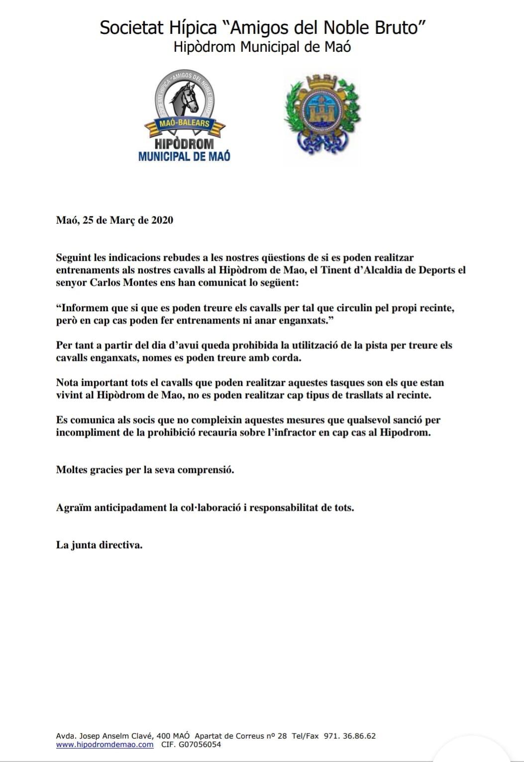 Comunicat Hípic