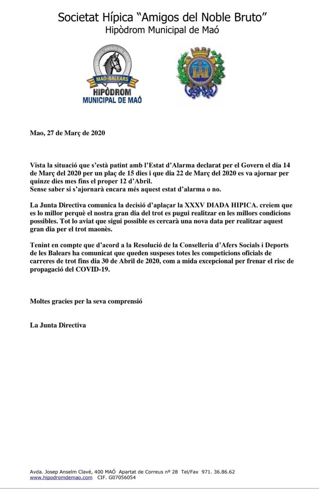 Comunicat Hípic