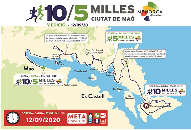 Recorrido 10-5 Milles ciutat de Maó 2020