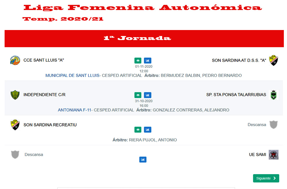 Horaris futbol Liga femení Autonómica