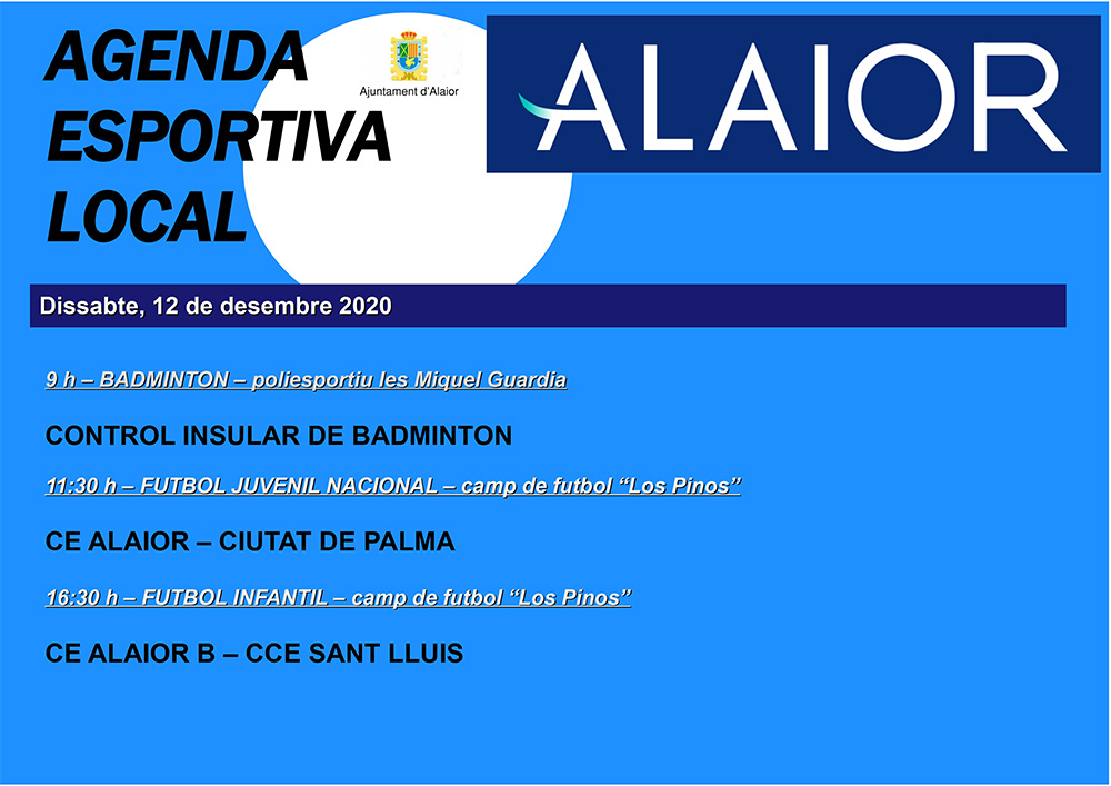 AGENDA ESPORTIVA Lô 2020