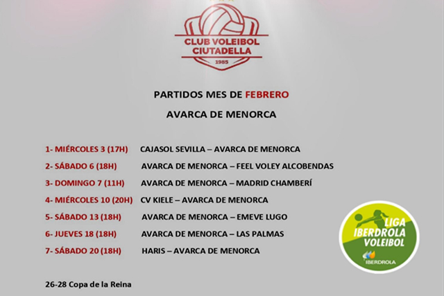 Calendari volei Ciutadella