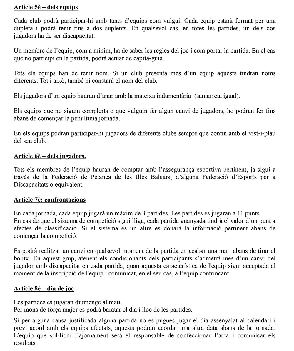 XXIIè CAMPIONAT DE MENORCA DE PETANCA ADAPTADA PER DUPLETES