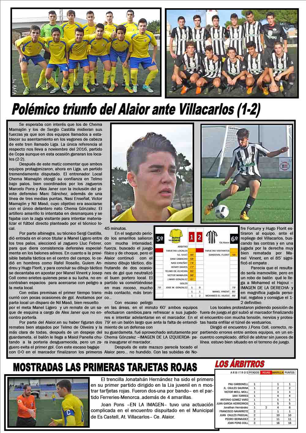 4 jornada de liga 16 17 menorca juvenil