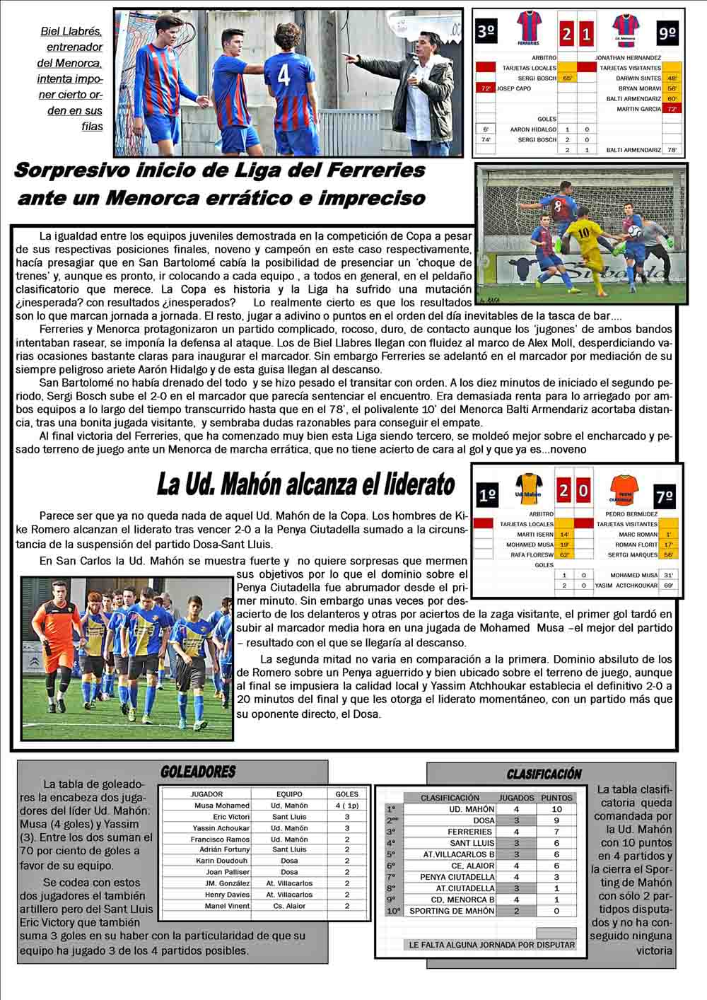 4 jornada de liga 16 17 menorca juvenil