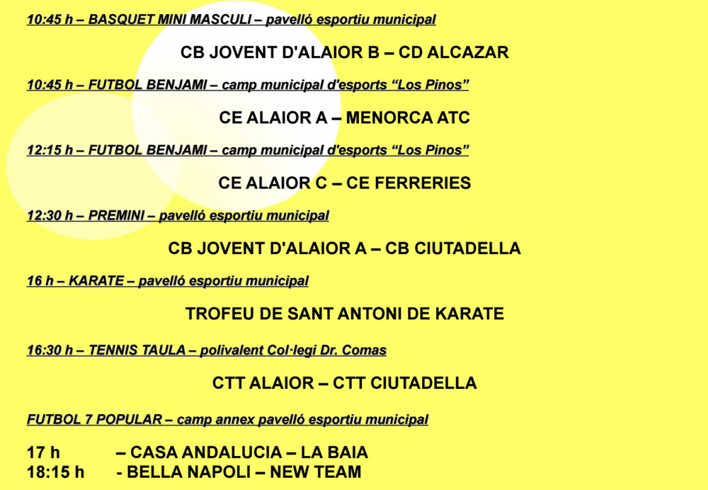 AGENDA ESPORTIVA LOCAL