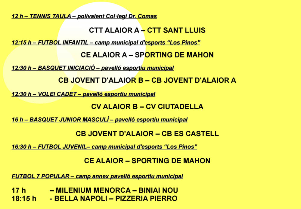 Agenda Esportiva d’Alô