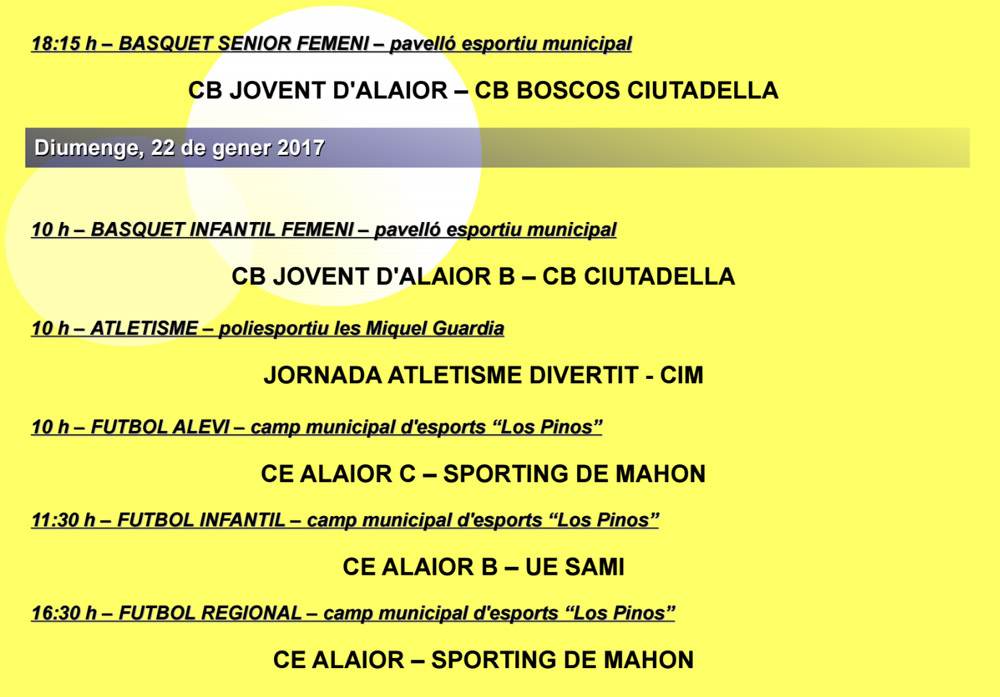 AGENDA ESPORTIVA LOCAL