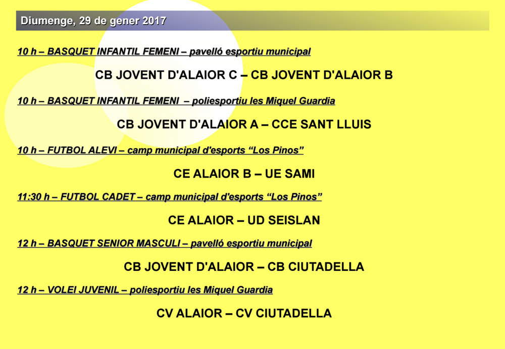 Agenda Esportiva d’Alô