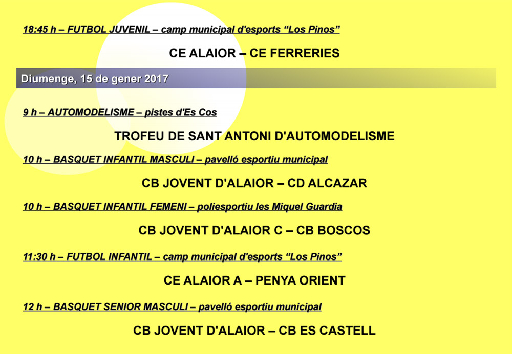 AGENDA ESPORTIVA LOCAL