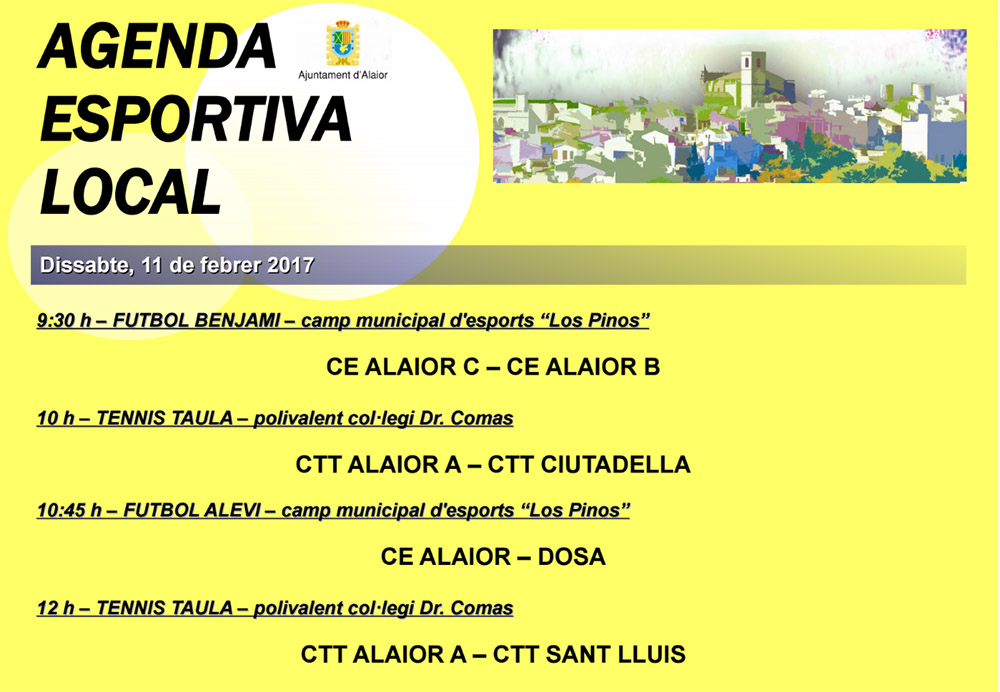 Agenda Esportiva d’Alô