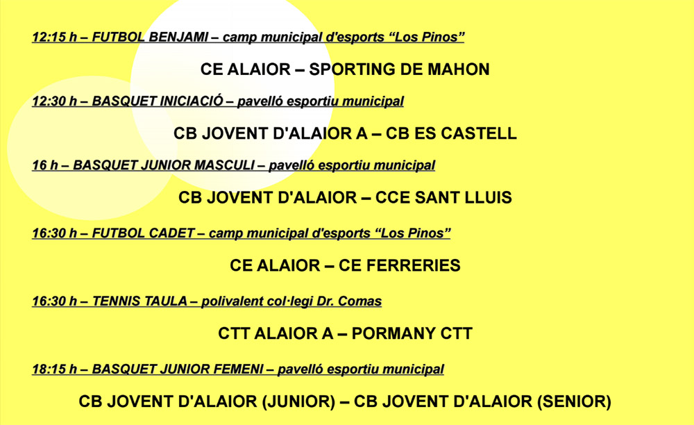 Agenda Esportiva d’Alô