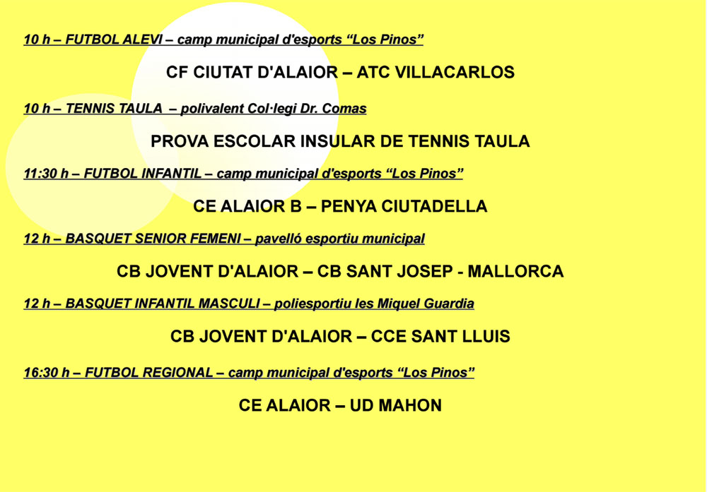 Agenda Esportiva d’Alô