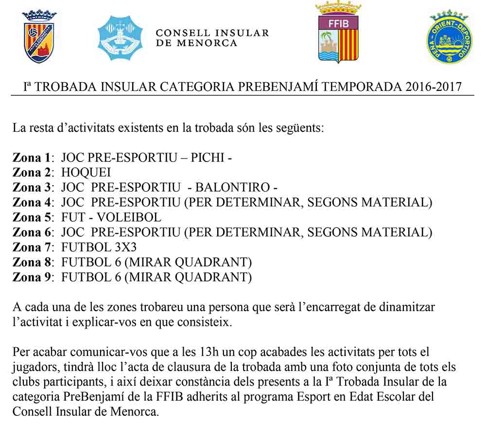 1ª TROBADA INSULAR CATEGORIA PREBENJAMÍ TEMPORADA 2016 - 2017
