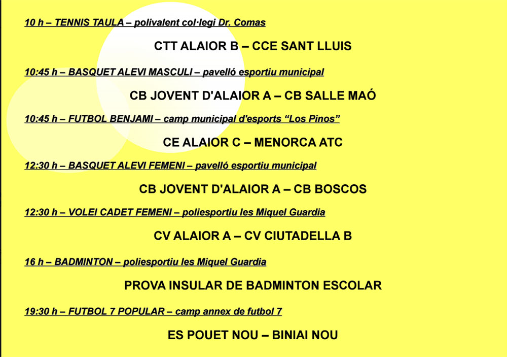 Agenda Esportiva d’Alô