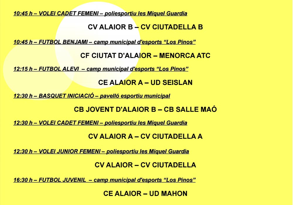 Agenda Esportiva d’Alô