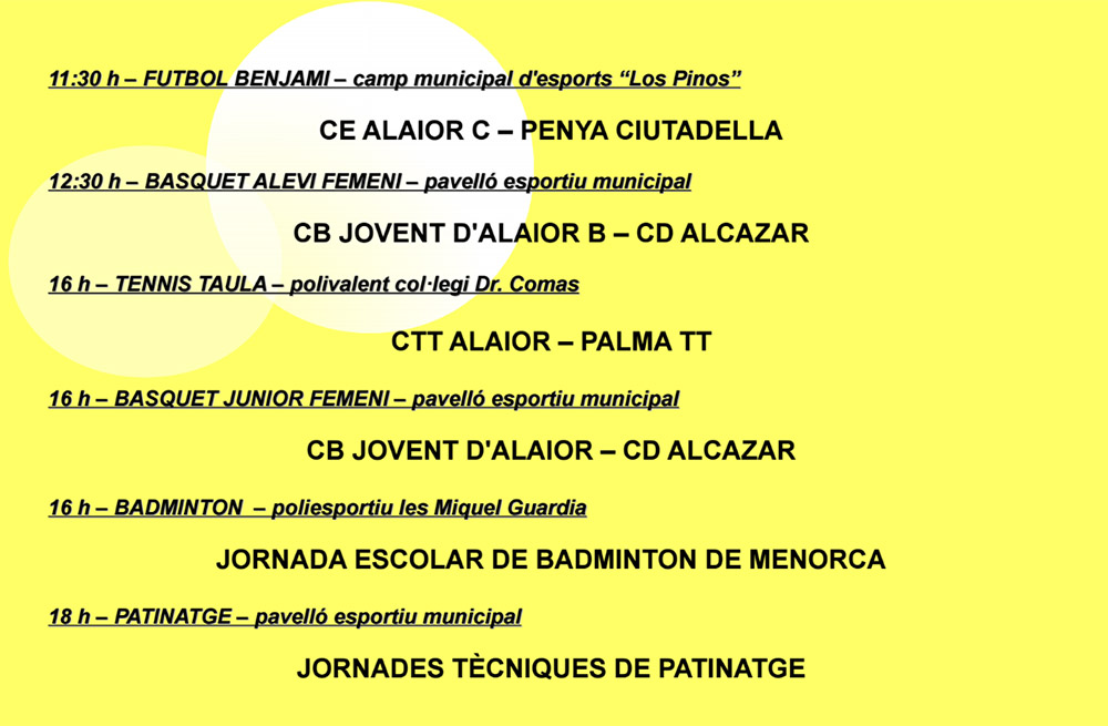 Agenda Esportiva d’Alô