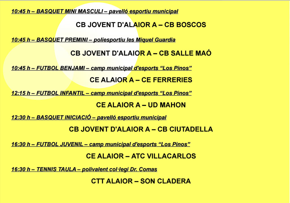 Agenda Esportiva d’Alô