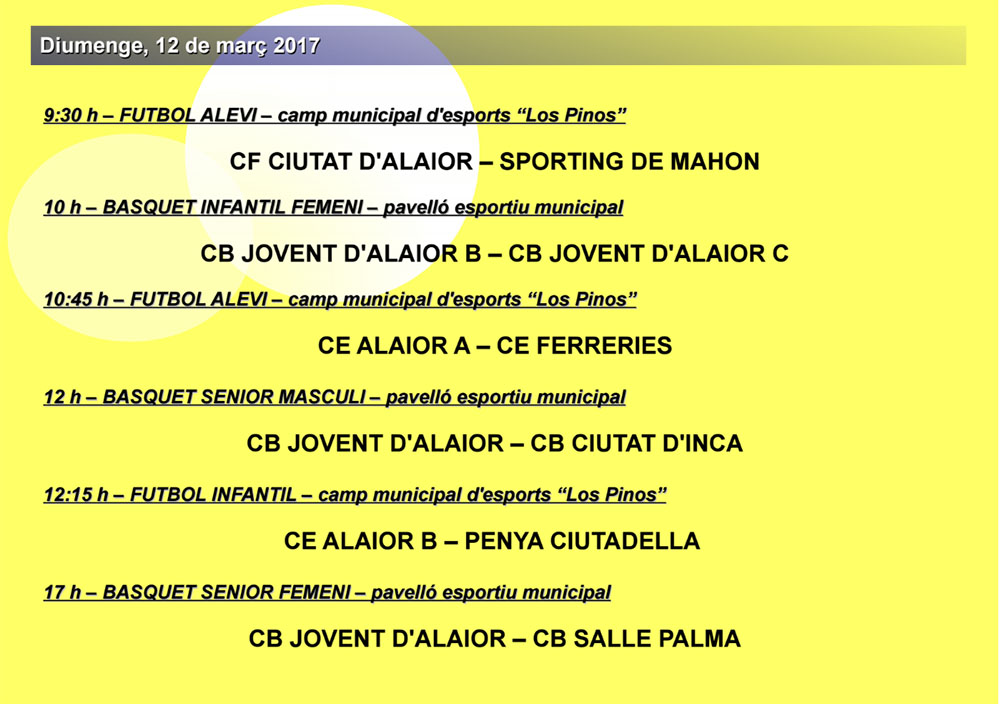 Agenda Esportiva d’Alô