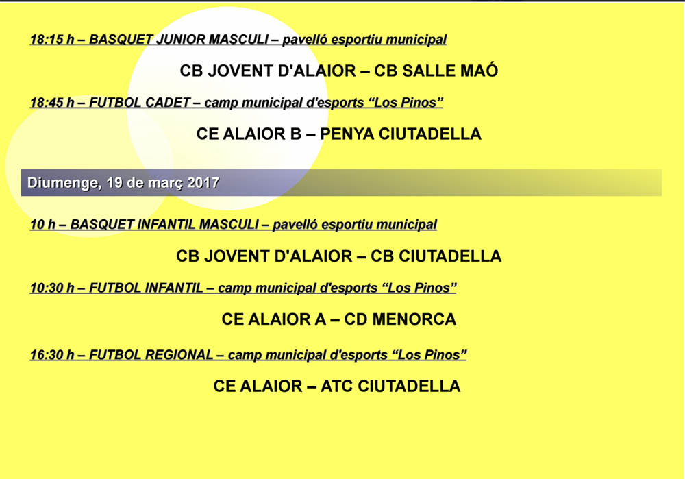 Agenda Esportiva d’Alô