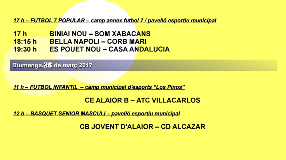 Agenda Esportiva d’Alô