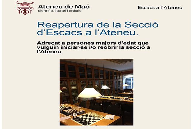 Cartel ajedrez .Ateneu Maó 2020