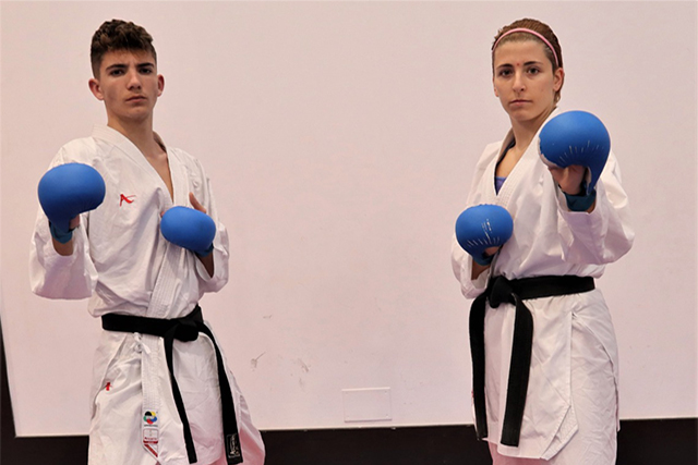 Julen i Cris con el Balear al Nacional de kárate