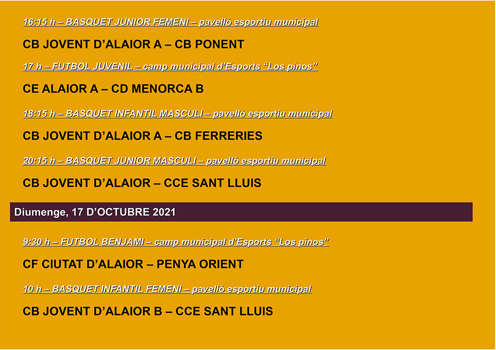 AGENDA ESPORTIVA Lô 2021