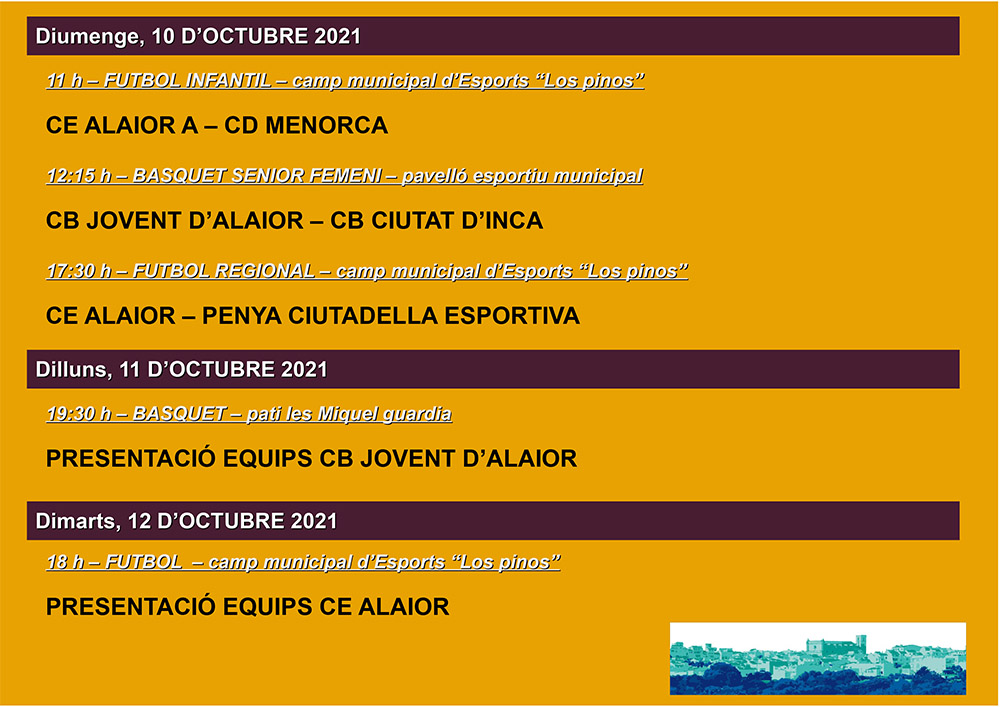 AGENDA ESPORTIVA Lô 2021