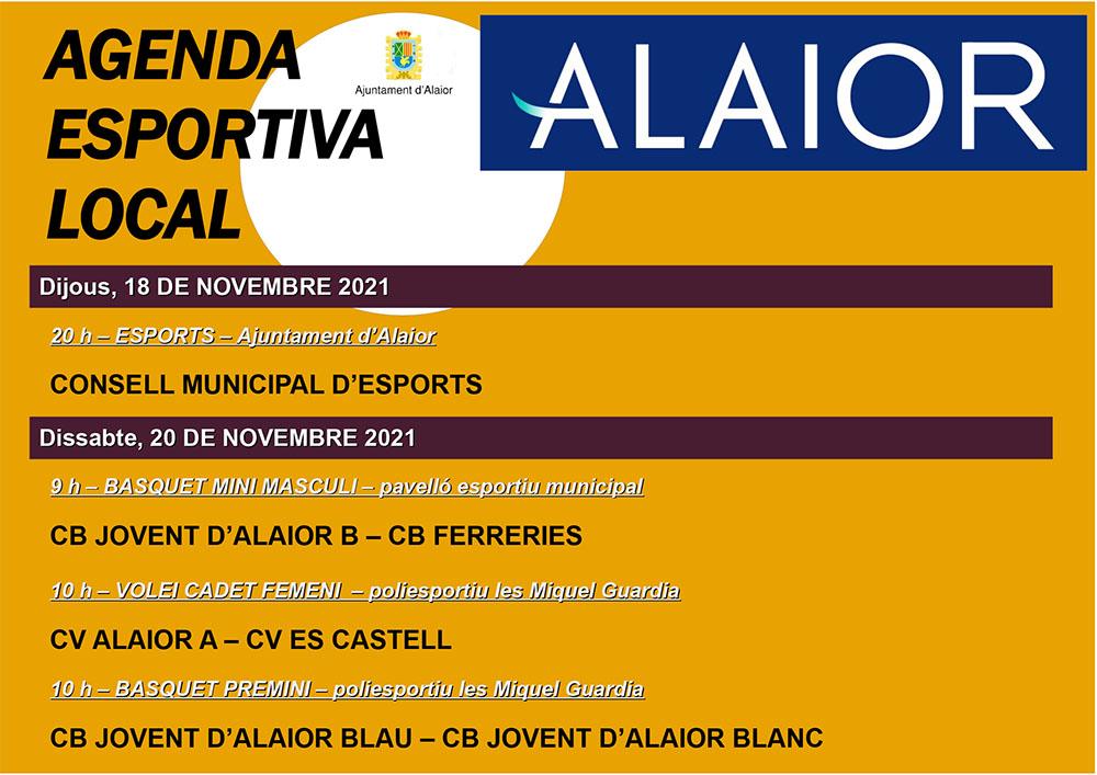 AGENDA ESPORTIVA Lô 2021