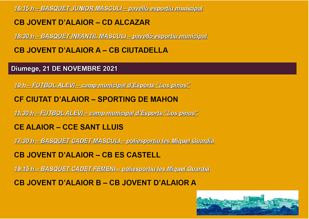 AGENDA ESPORTIVA Lô 2021