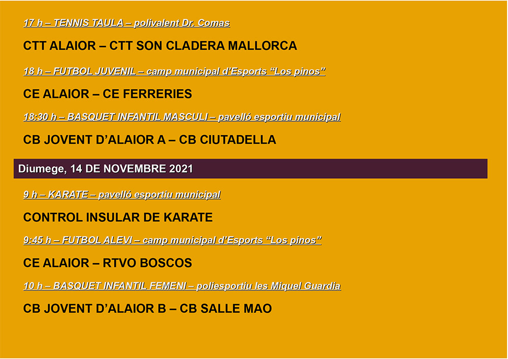 AGENDA ESPORTIVA Lô 2021